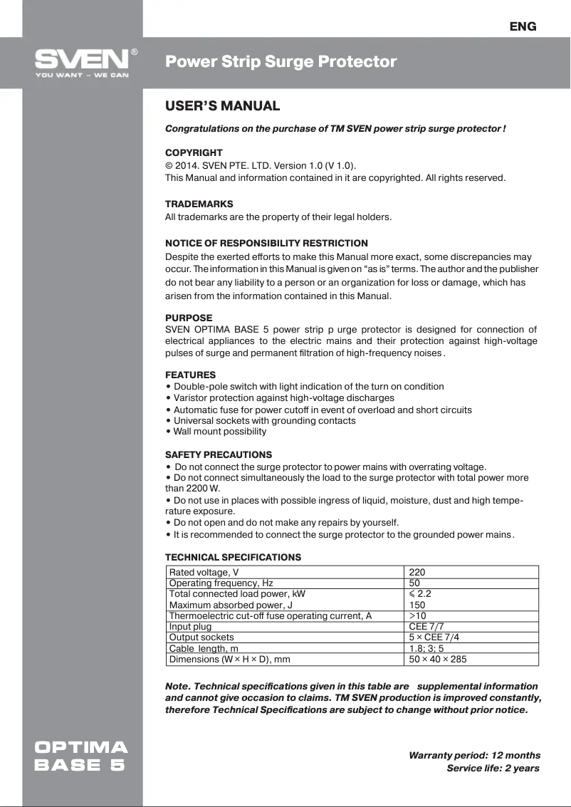 Image de la première page du manuel de l'appareil Optima Base 5