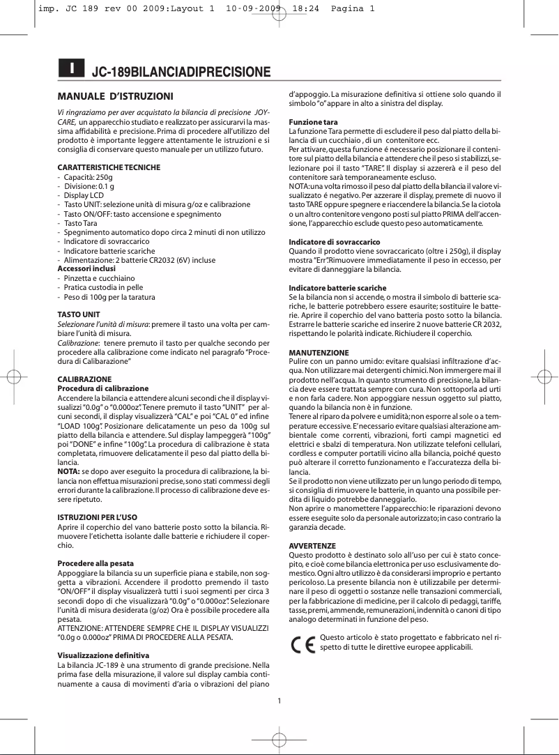 Página 1 del manual Manual de usuario Joycare JC-189