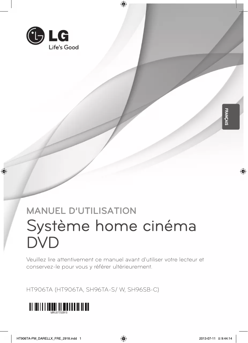 Page 1 de la notice Manuel utilisateur LG HT906TA