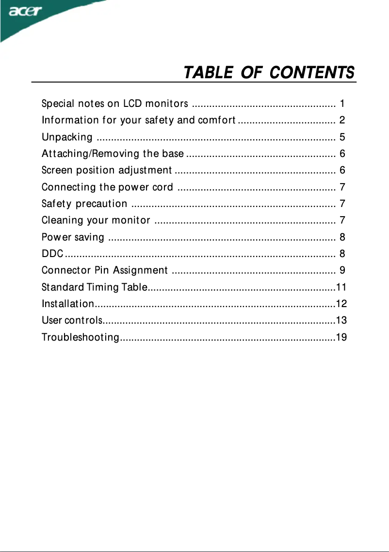 Página 1 del manual Manual de usuario Acer P235H