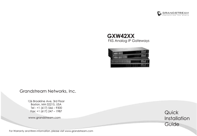 Page n°1 - Guide de démarrage rapide Grandstream GXW4200