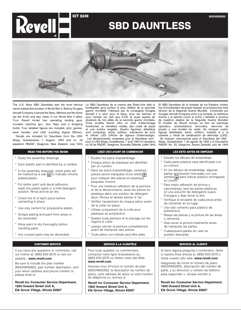 Page n°1 - Manuel utilisateur Revell SBD Dauntless