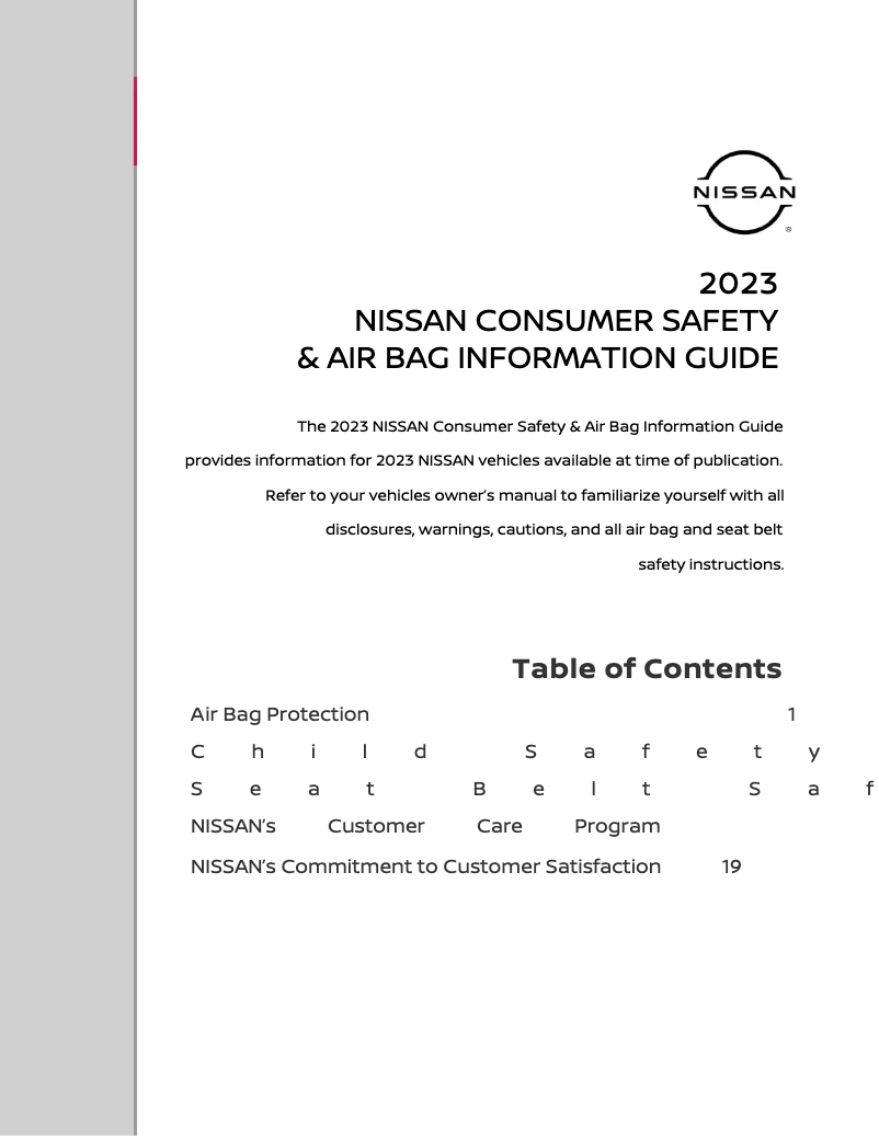 Página 1 del manual Instrucciones de seguridad Nissan Pathfinder (2023)