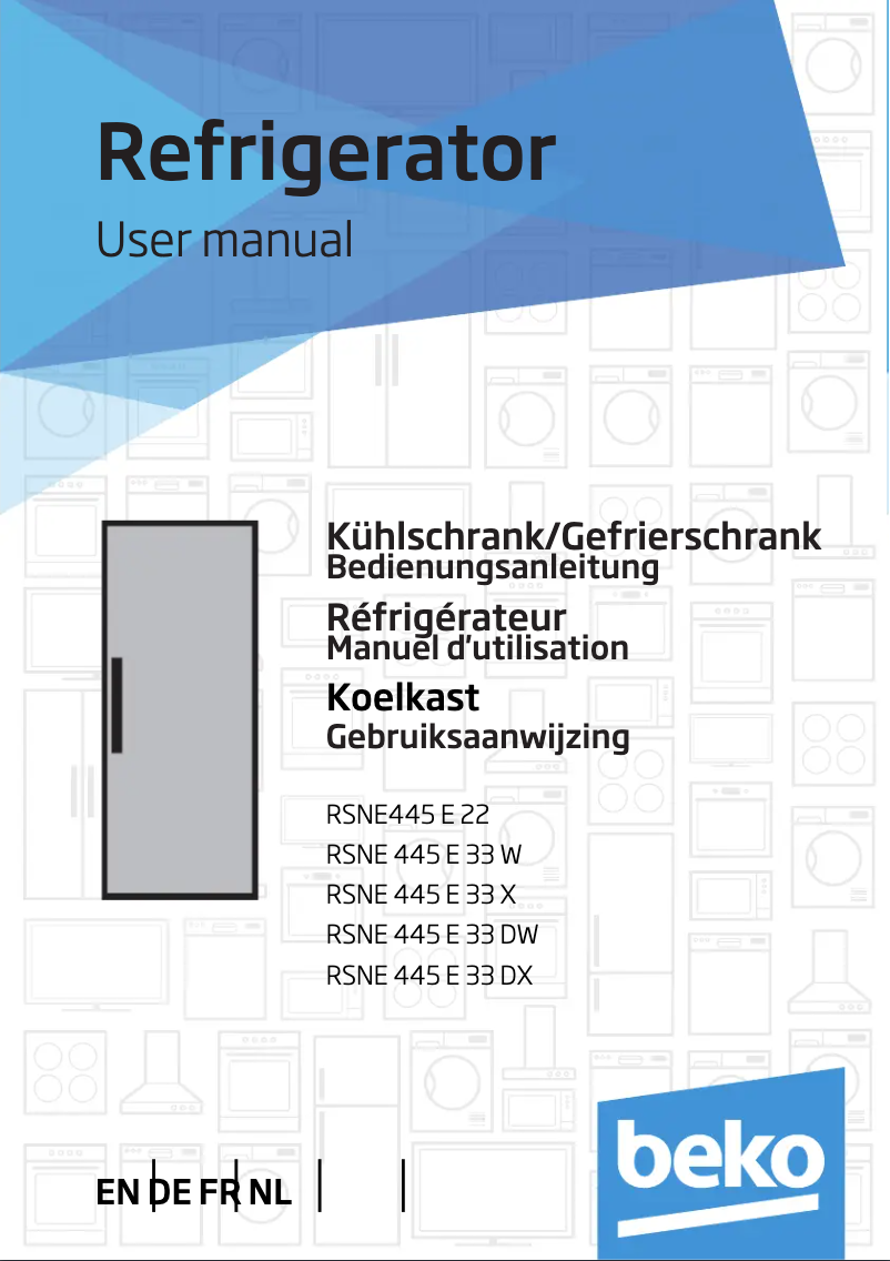 Page 1 de la notice Manuel utilisateur Beko RSNE 445 E33 DX
