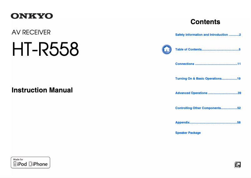 Page 1 de la notice Manuel utilisateur Onkyo HT-S4505