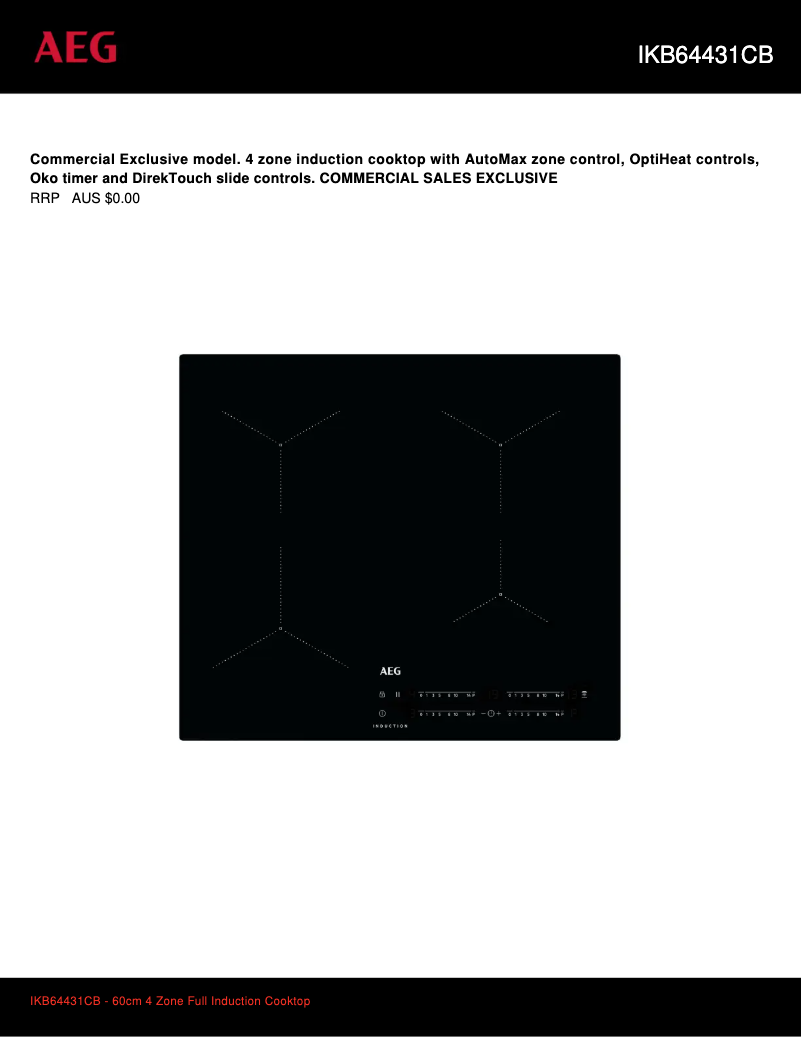 Page n°1 - Fiche technique AEG IKB64431CB