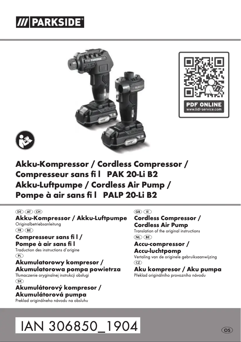 Image de la première page du manuel de l'appareil PALP 20-Li B2