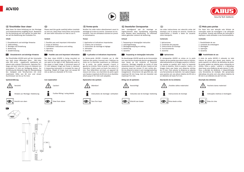 Page 1 de la notice Guide d'installation Abus AC4100