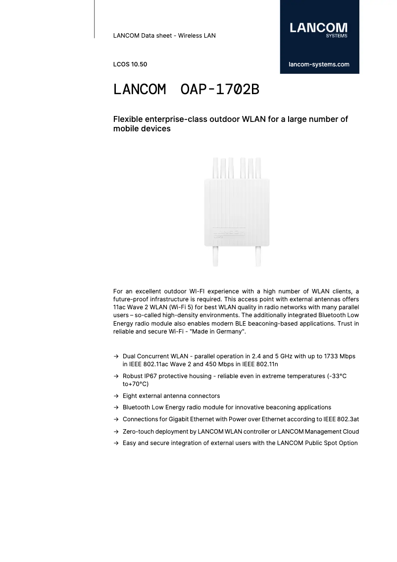Imagen de la primera página del manual del dispositivo OAP-1702B
