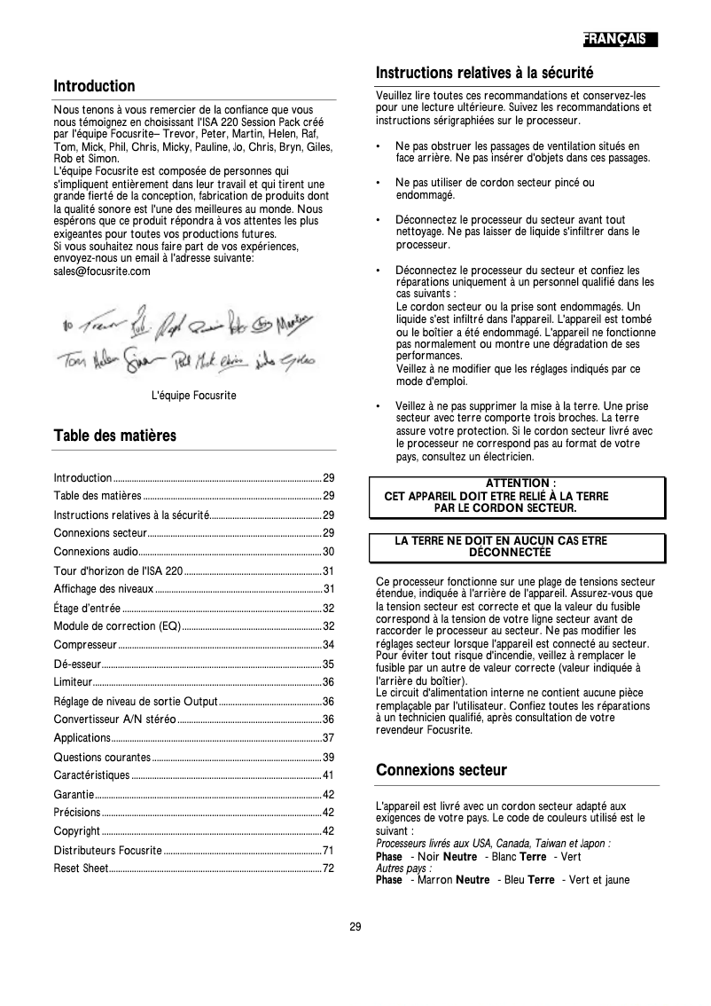 Page n°1 - Manuel utilisateur Focusrite ISA 220