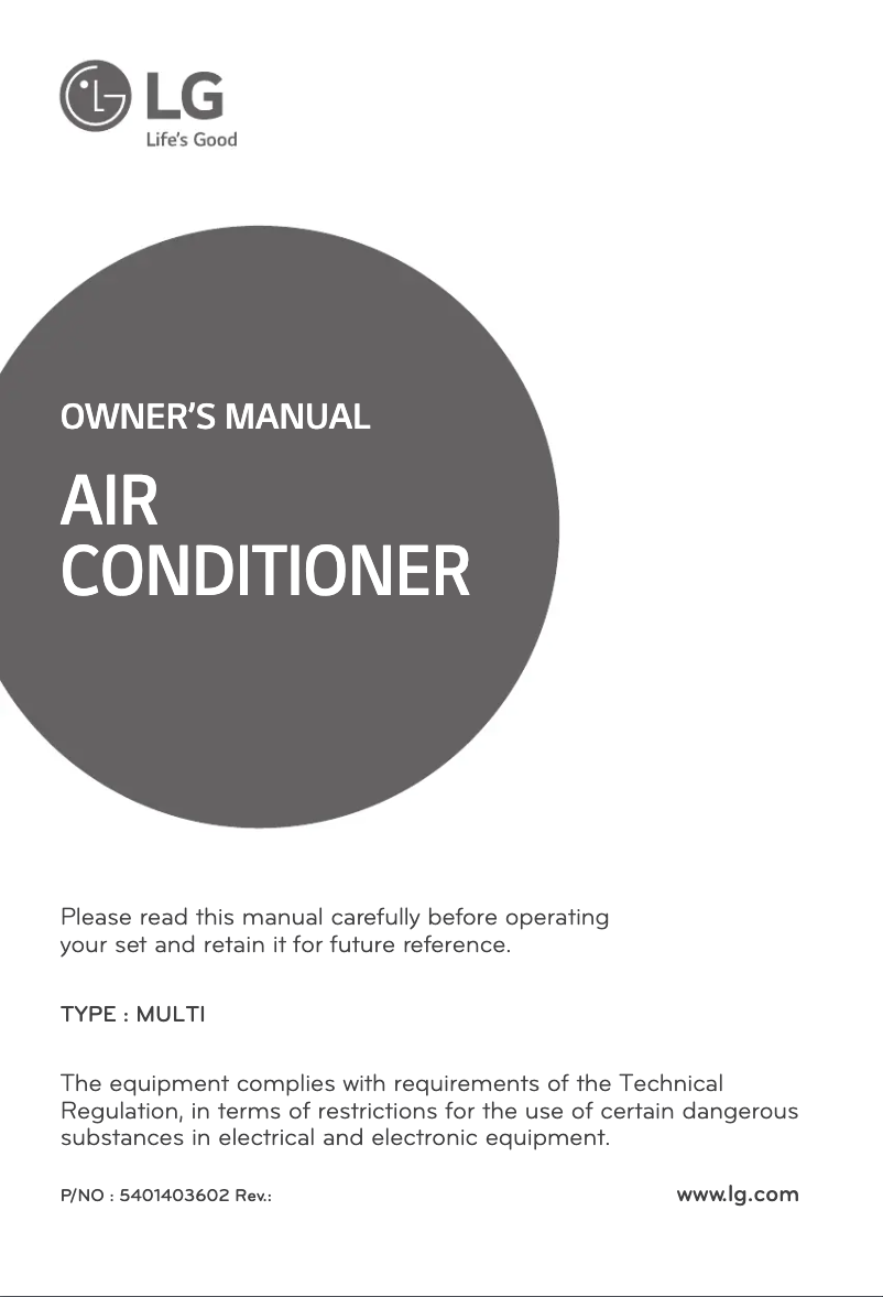 Page 1 de la notice Manuel utilisateur LG AMNH18GB2A1