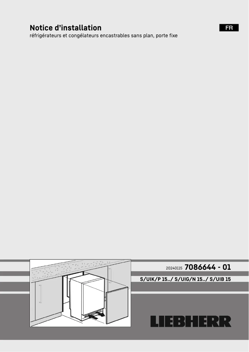 Page n°1 - Guide d'installation Liebherr UIK 1510 Comfort