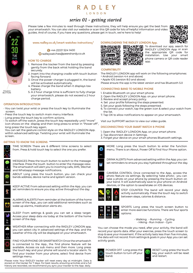 Page 1 de la notice Manuel utilisateur Radley London Series 01