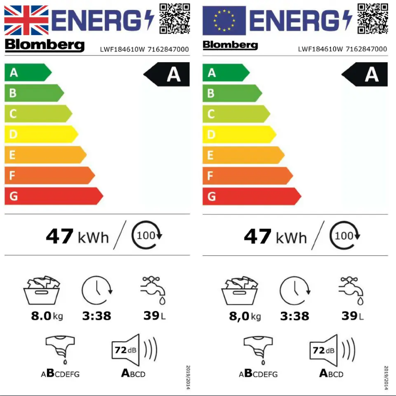Page n°1 - Label énergétique Blomberg LWF184610W