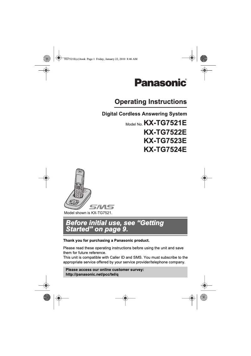 Image de la première page du manuel de l'appareil KX-TG7524E