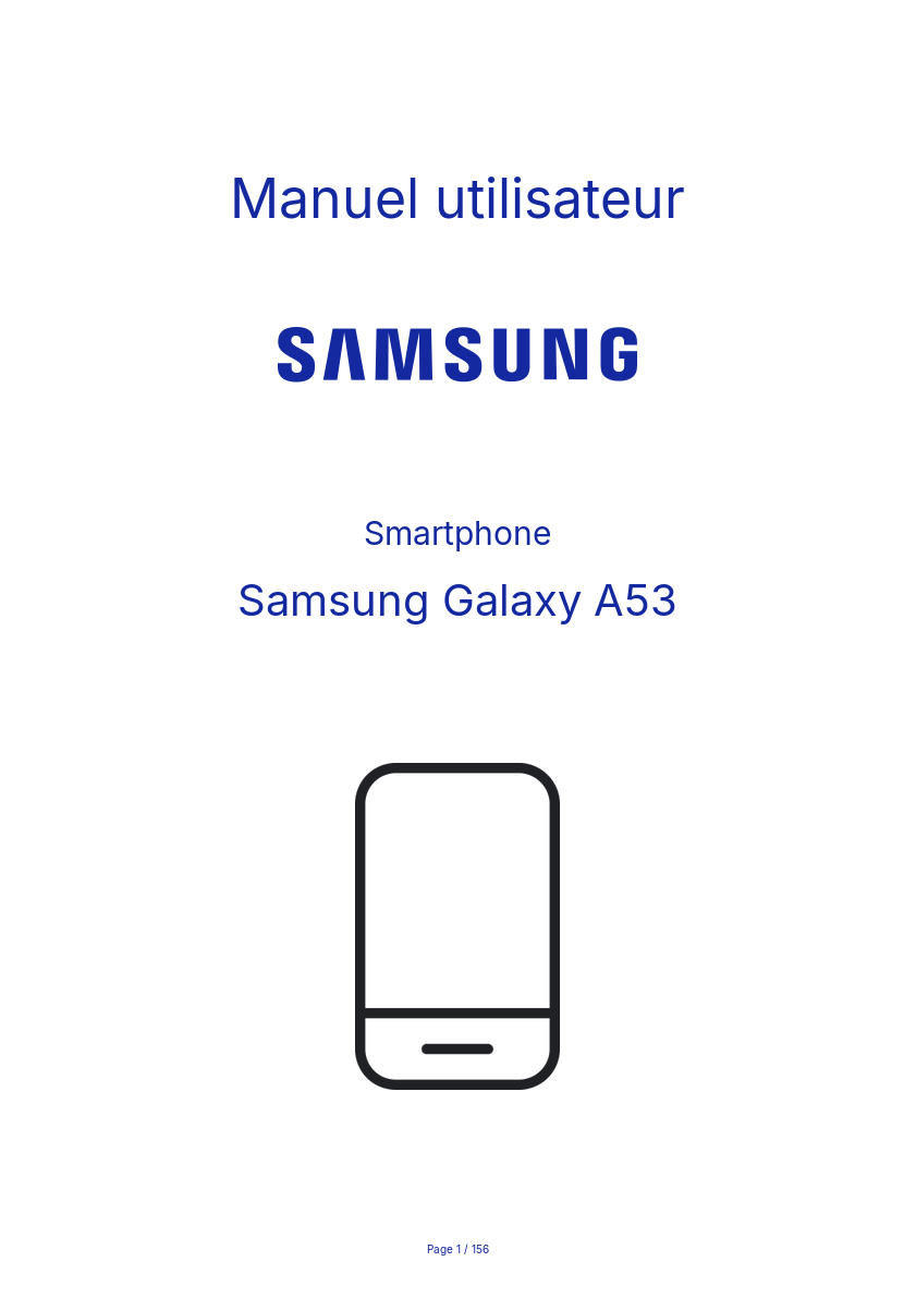 Image de la première page du manuel de l'appareil Galaxy A53