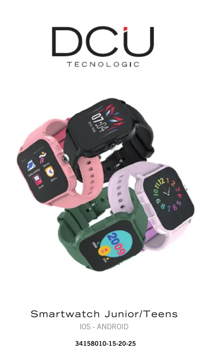 Page 1 de la notice Manuel utilisateur DCU Smartwatch Junior/Teens