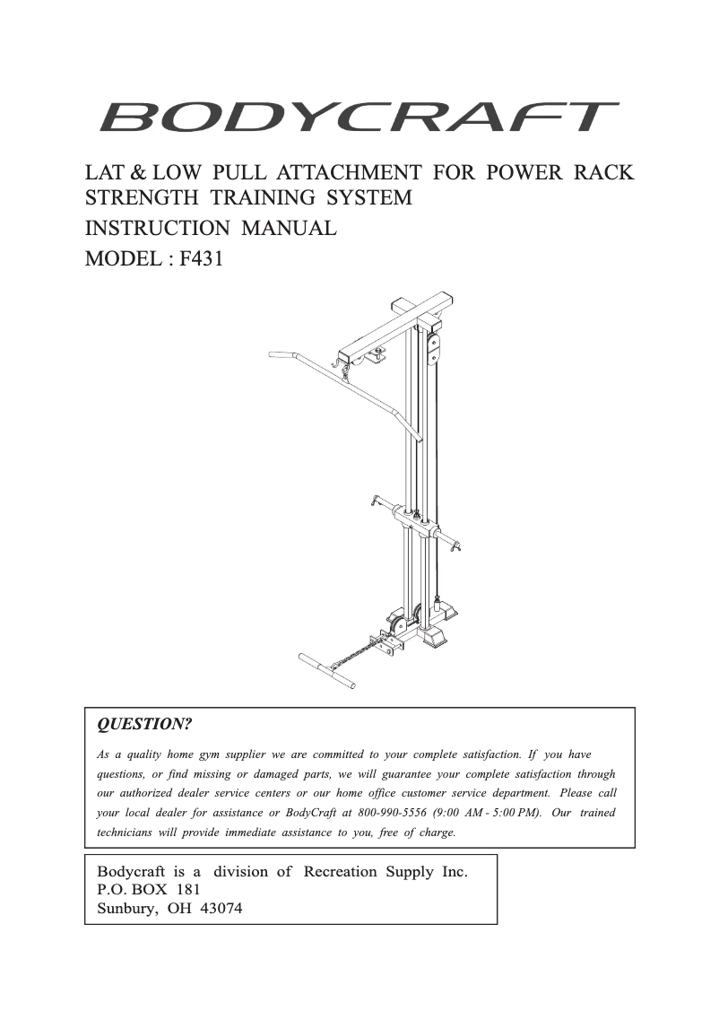 Page 1 de la notice Manuel utilisateur BodyCraft F431
