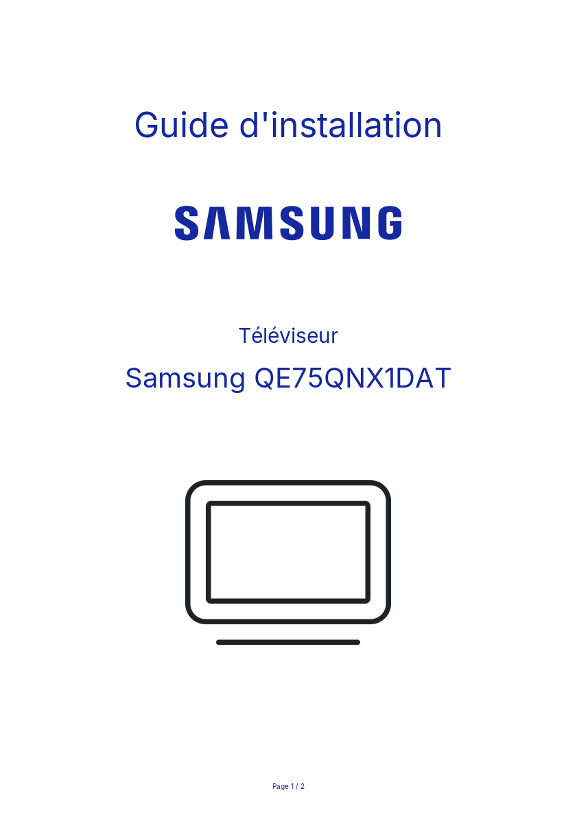 Page n°1 - Guide d'installation Samsung QE75QNX1DAT