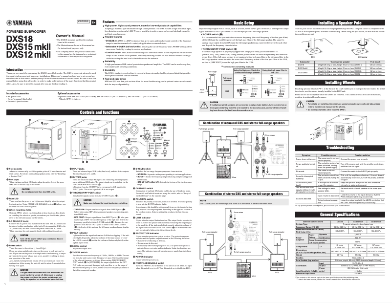 Page n°1 - Manuel utilisateur Yamaha DXS12 mkII