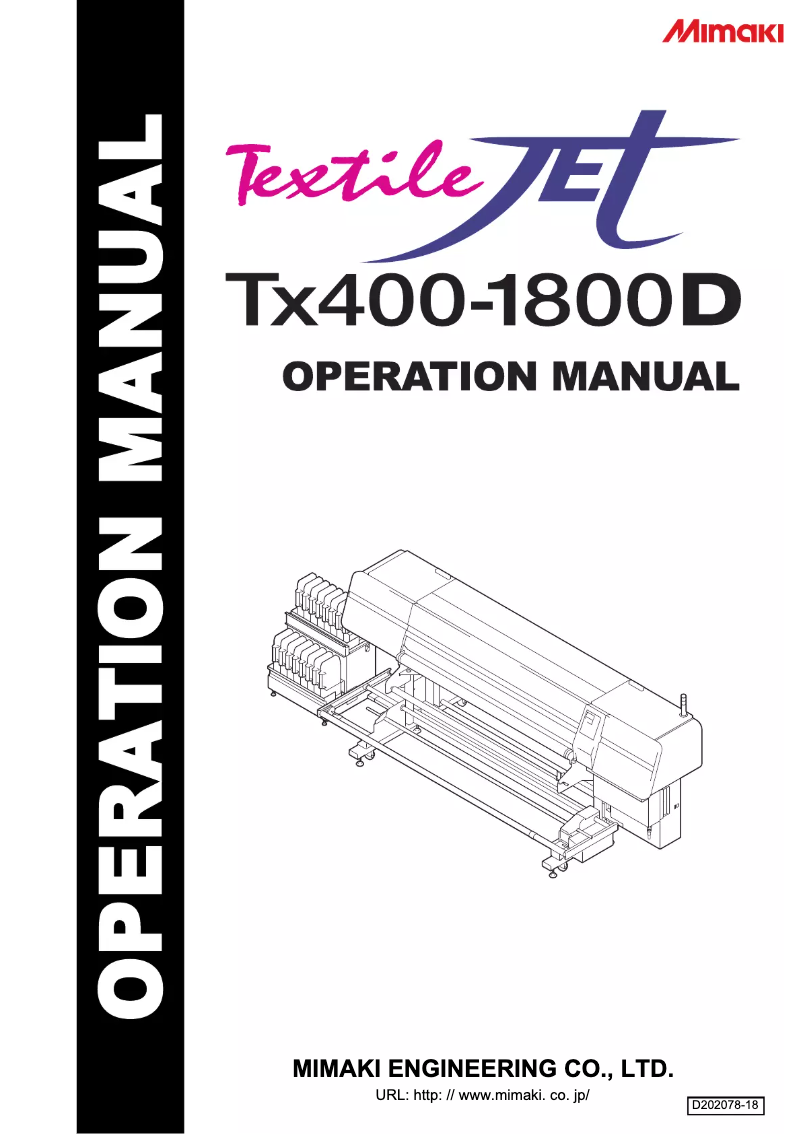 Page 1 de la notice Manuel utilisateur Mimaki Tx400-1800D