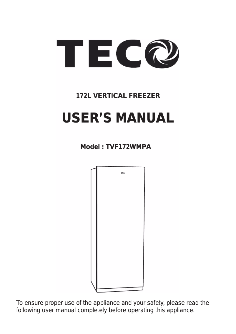 Page n°1 - Manuel utilisateur Teco TVF172WMPA
