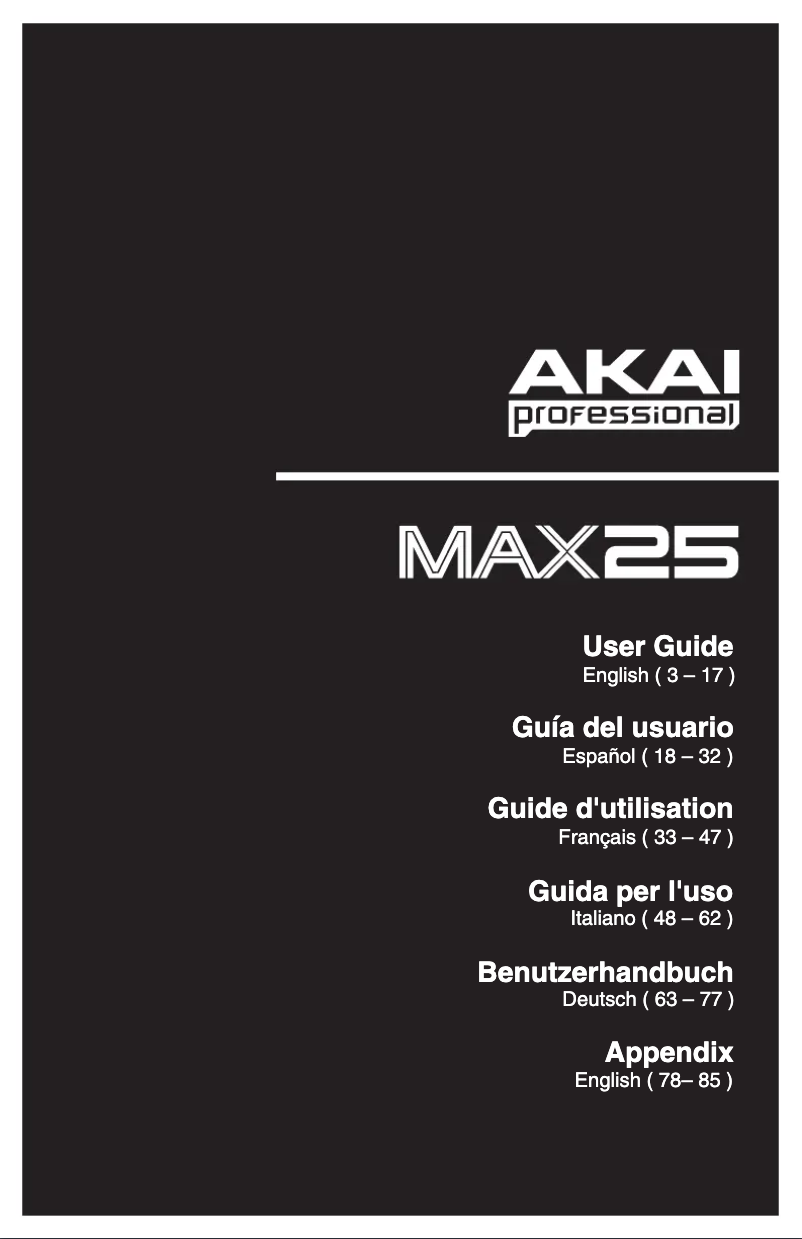 Page n°1 - Manuel utilisateur AKAI MAX25