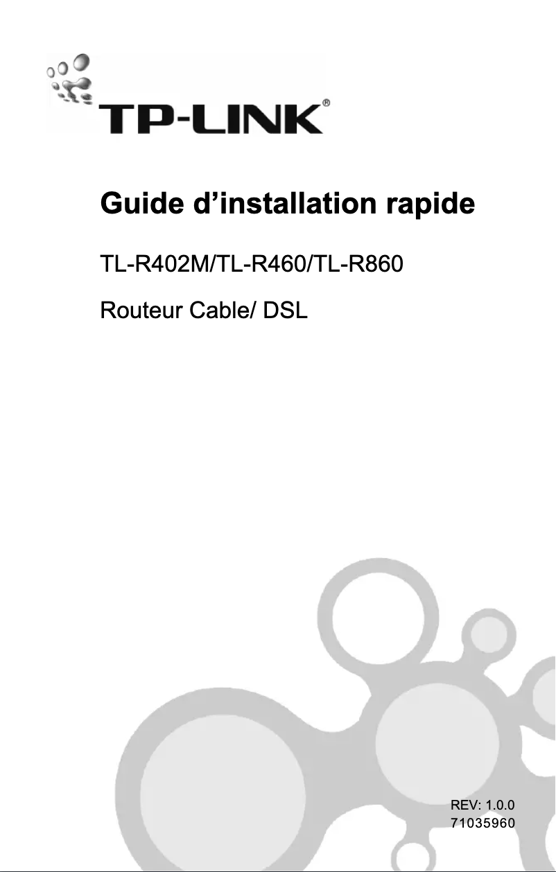 Image de la première page du manuel de l'appareil TL-R402M SafeStream
