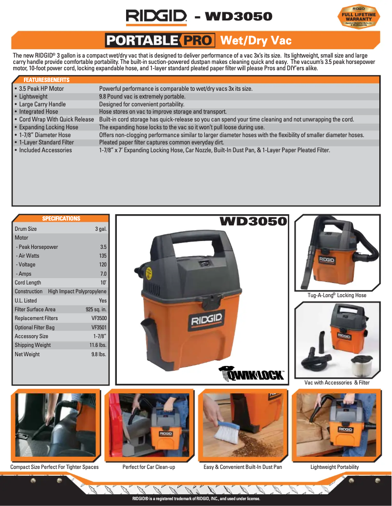 Page 1 de la notice Catalogue Ridgid WD642506