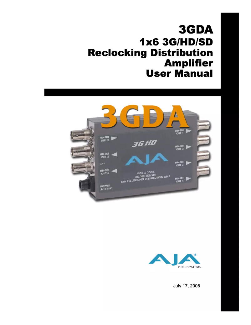 Page 1 de la notice Manuel utilisateur AJA 3GDA