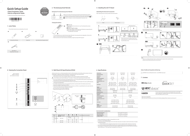 Page 1 de la notice Manuel utilisateur Samsung HG75BU800N