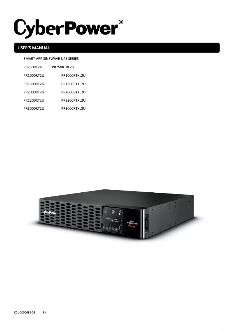 Page 1 de la notice Manuel utilisateur CyberPower PR1500RTXL2U