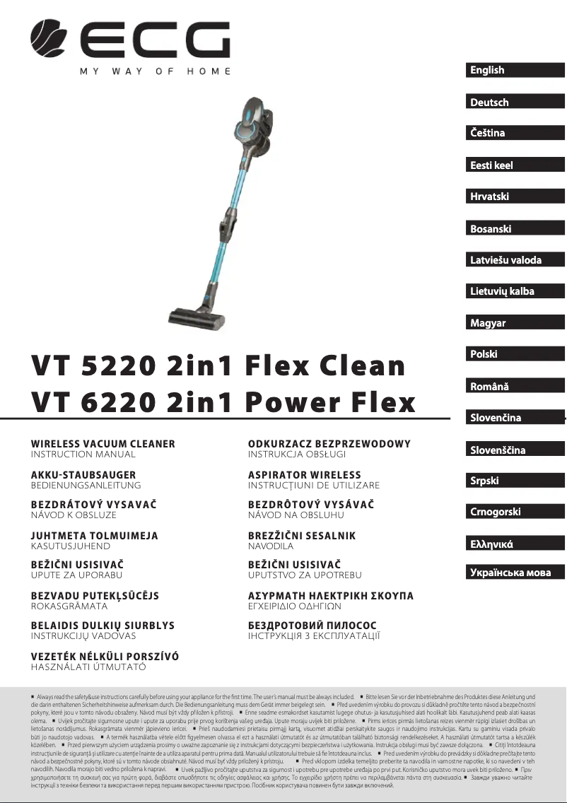 Page n°1 - Manuel utilisateur ECG VT 5220 2in1 Flex Clean