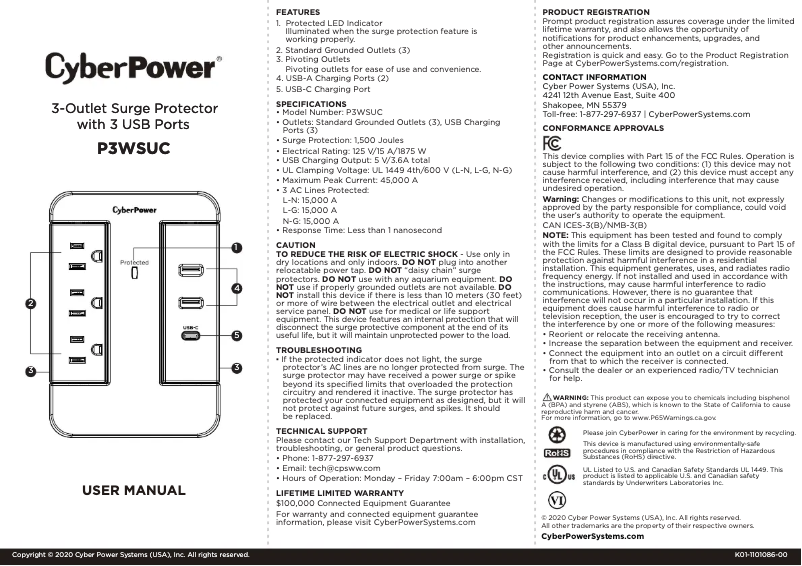 Page n°1 - Fiche technique CyberPower P3WSUC