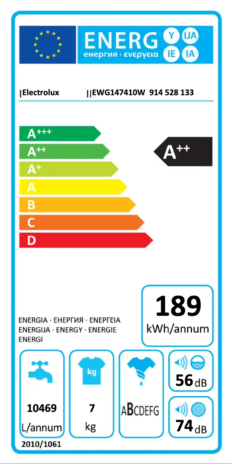 Page n°1 - Manuel utilisateur Electrolux EWG147410W