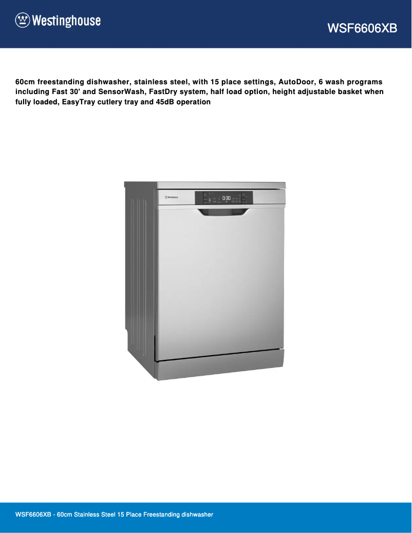 Image de la première page du manuel de l'appareil WSF6606XB