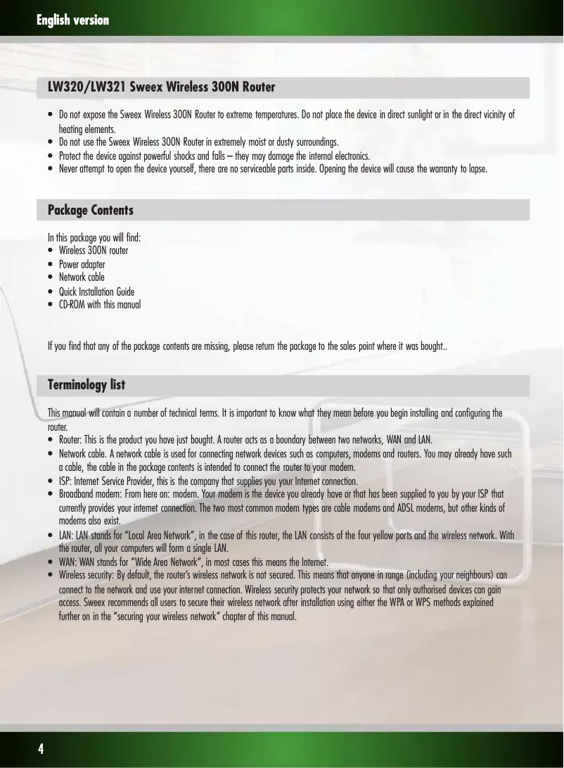 Image de la première page du manuel de l'appareil LW320