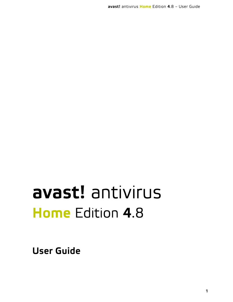 Page n°1 - Manuel utilisateur Avast antivirus Home Edition 4.8