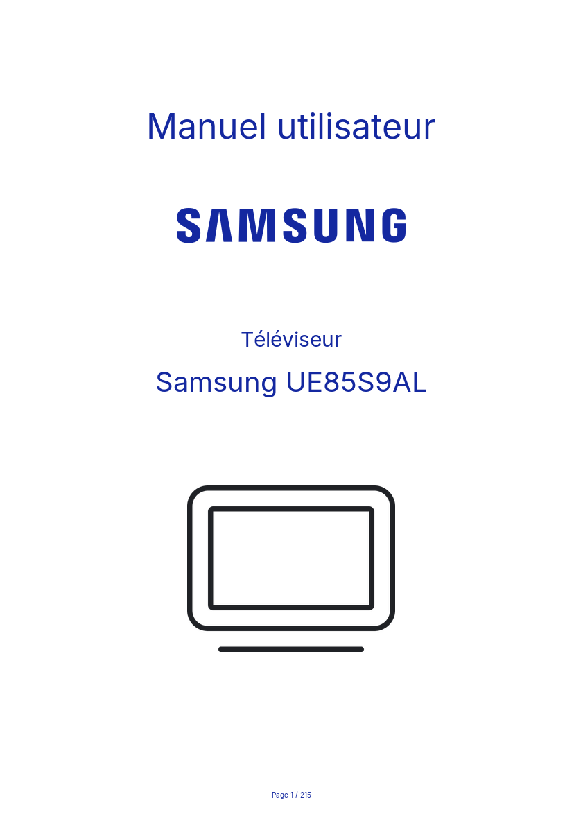 Image de la première page du manuel de l'appareil UE85S9AL