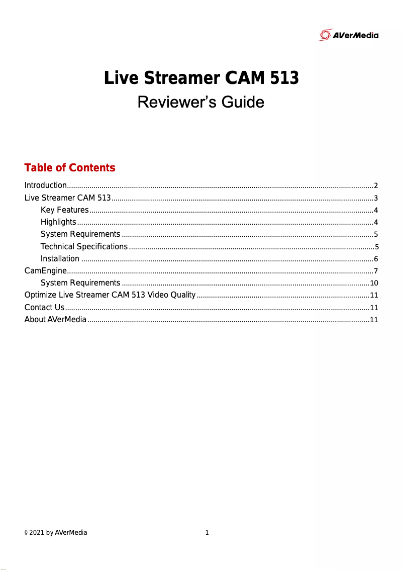 Image de la première page du manuel de l'appareil Live Streamer Cam 513