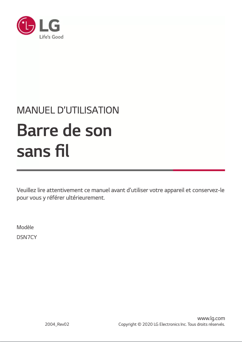 Image de la première page du manuel de l'appareil DSN7CY