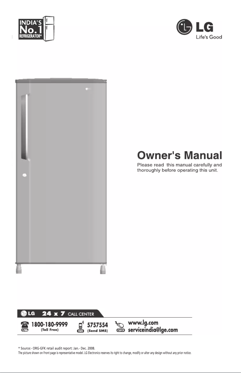 Page n°1 - Manuel utilisateur LG CGL19GMRSFU