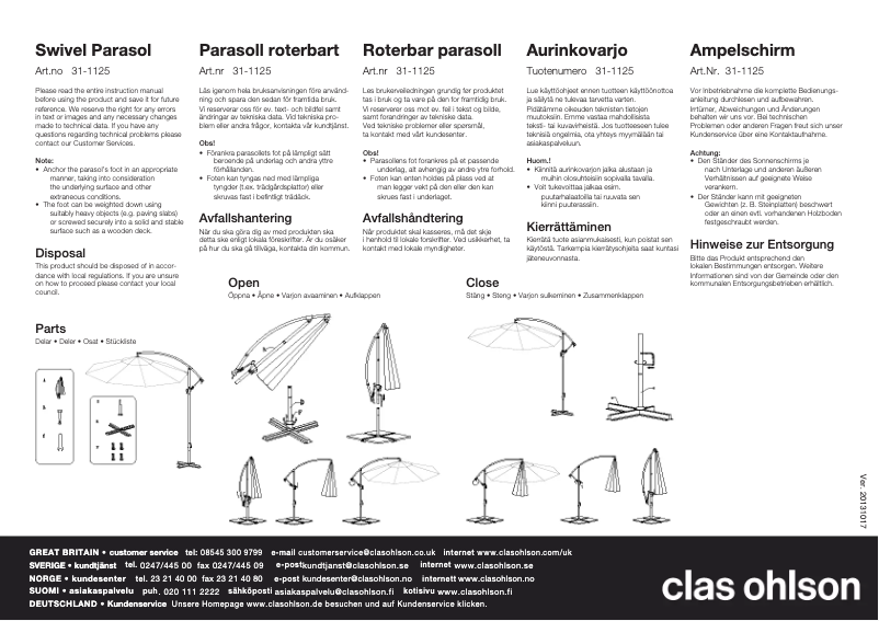 Page n°1 - Manuel utilisateur Clas Ohlson 31-1125