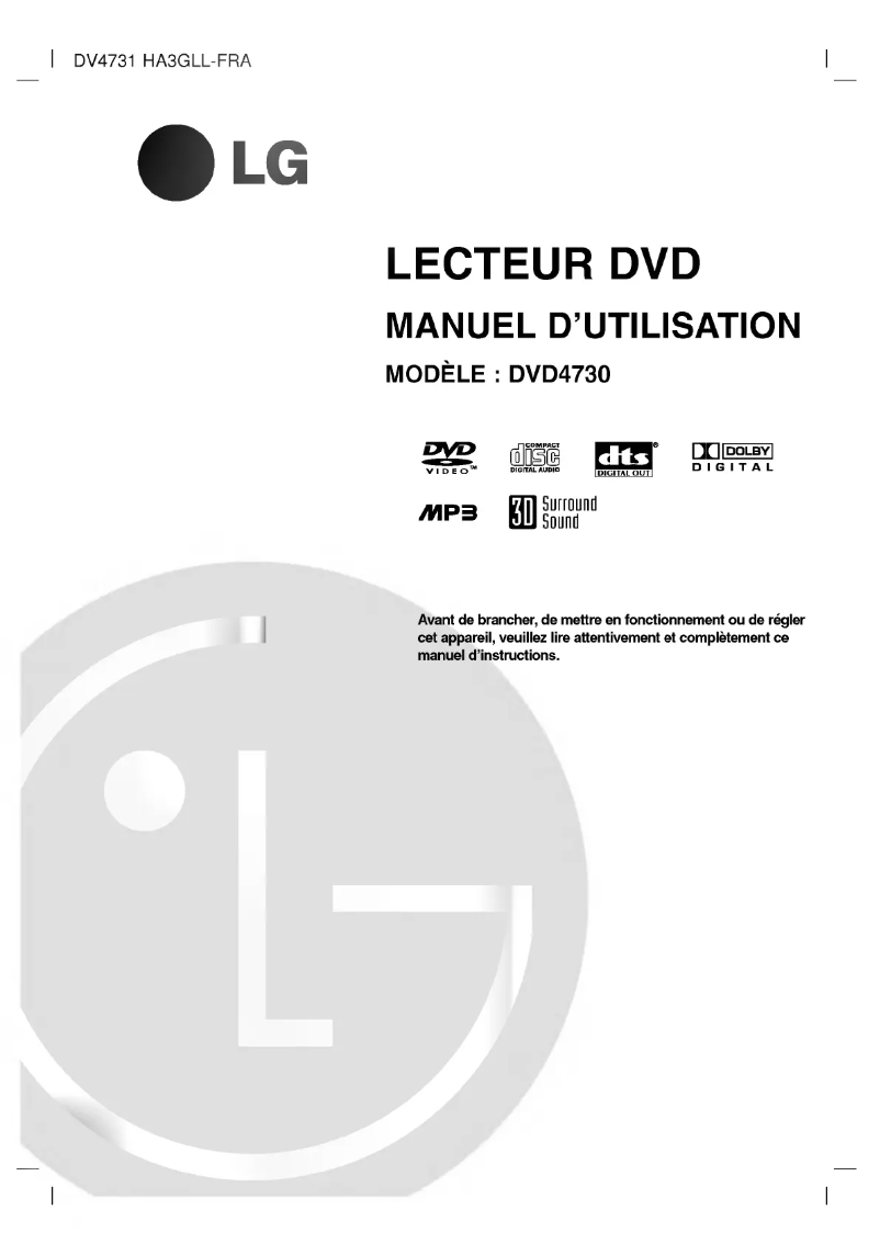 Page n°1 - Manuel utilisateur LG DV4731E