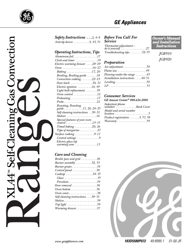 Page n°1 - Manuel d'utilisation et d'entretien Hotpoint RGA524EWAD