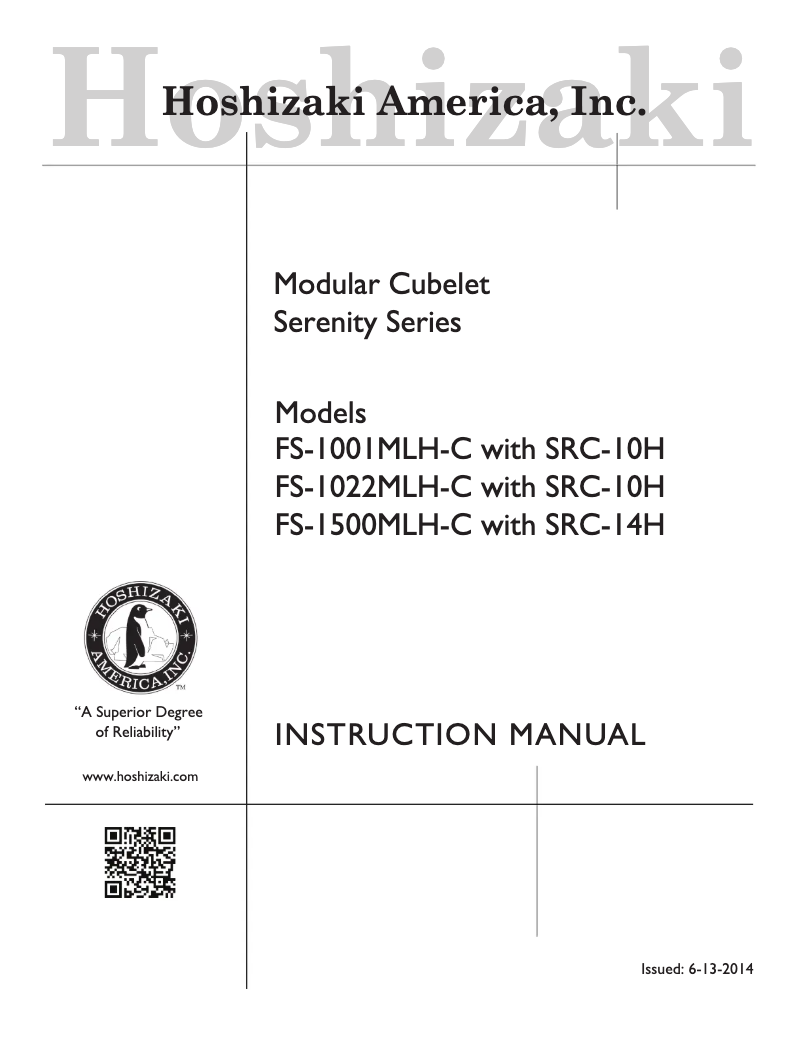 Page n°1 - Manuel utilisateur Hoshizaki FS-1500MLH-C