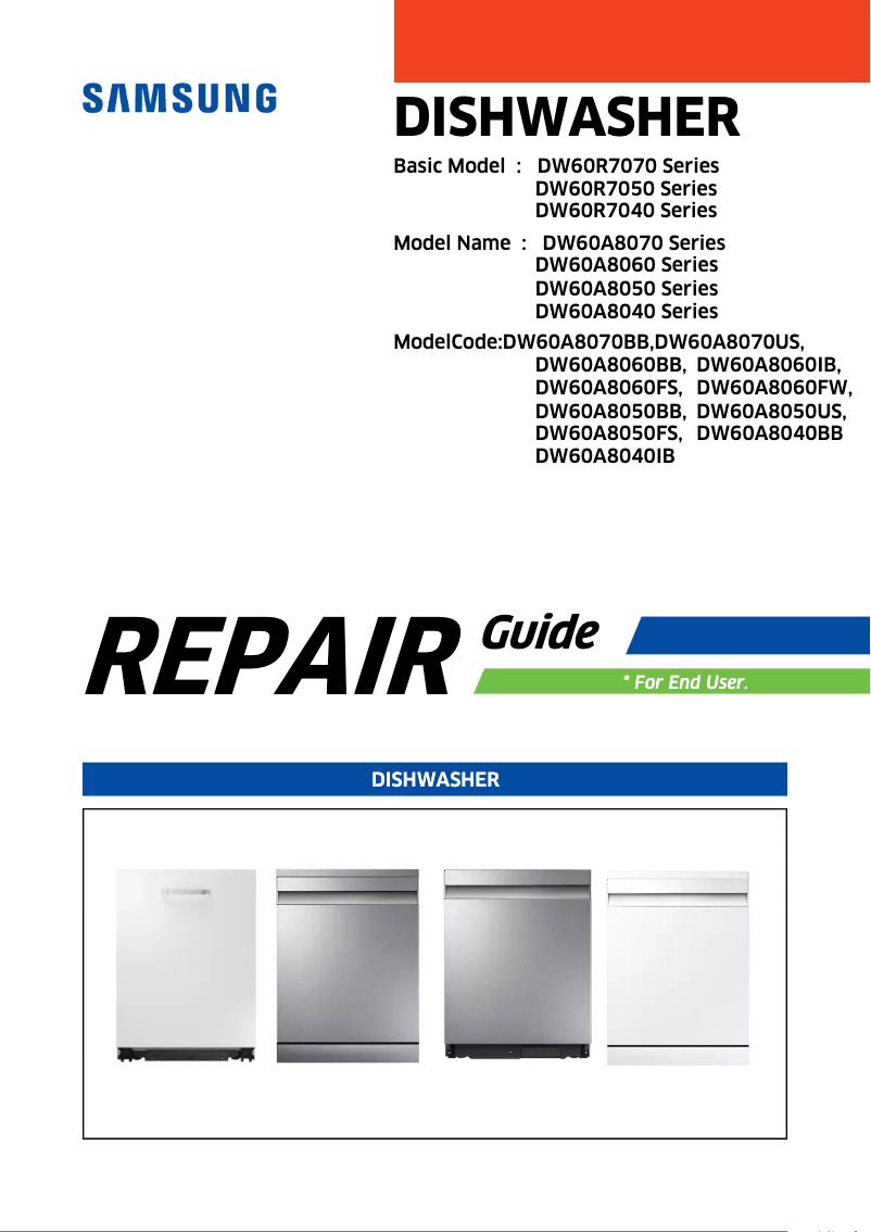 Page 1 de la notice Manuel utilisateur Samsung DW60A8040IB