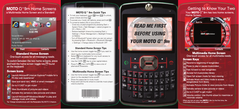 Page 1 de la notice Manuel utilisateur Motorola Moto Q9m