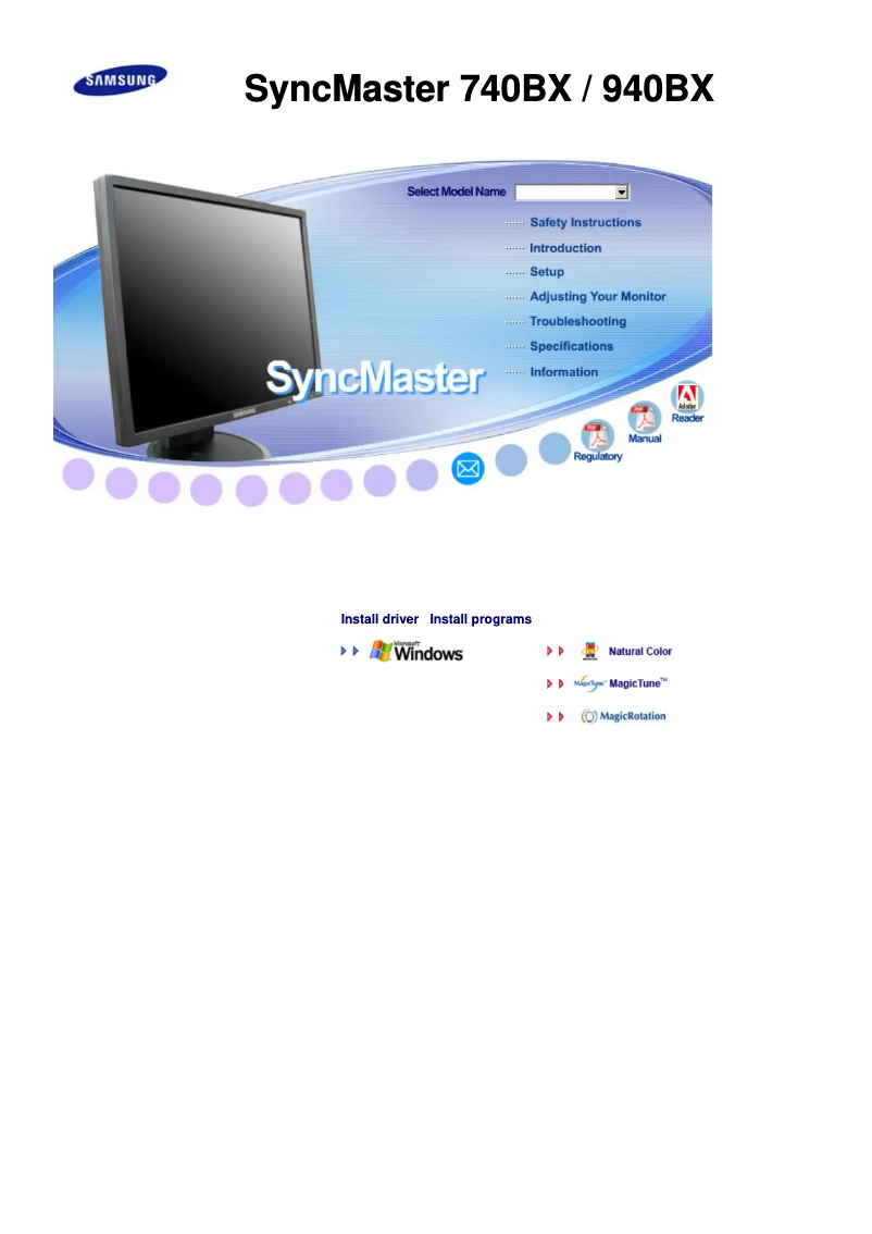 Page 1 de la notice Manuel utilisateur Samsung SyncMaster 740BX