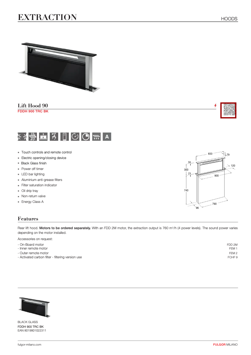 Page n°1 - Fiche technique Fulgor Milano FDDH 900 TRC BK